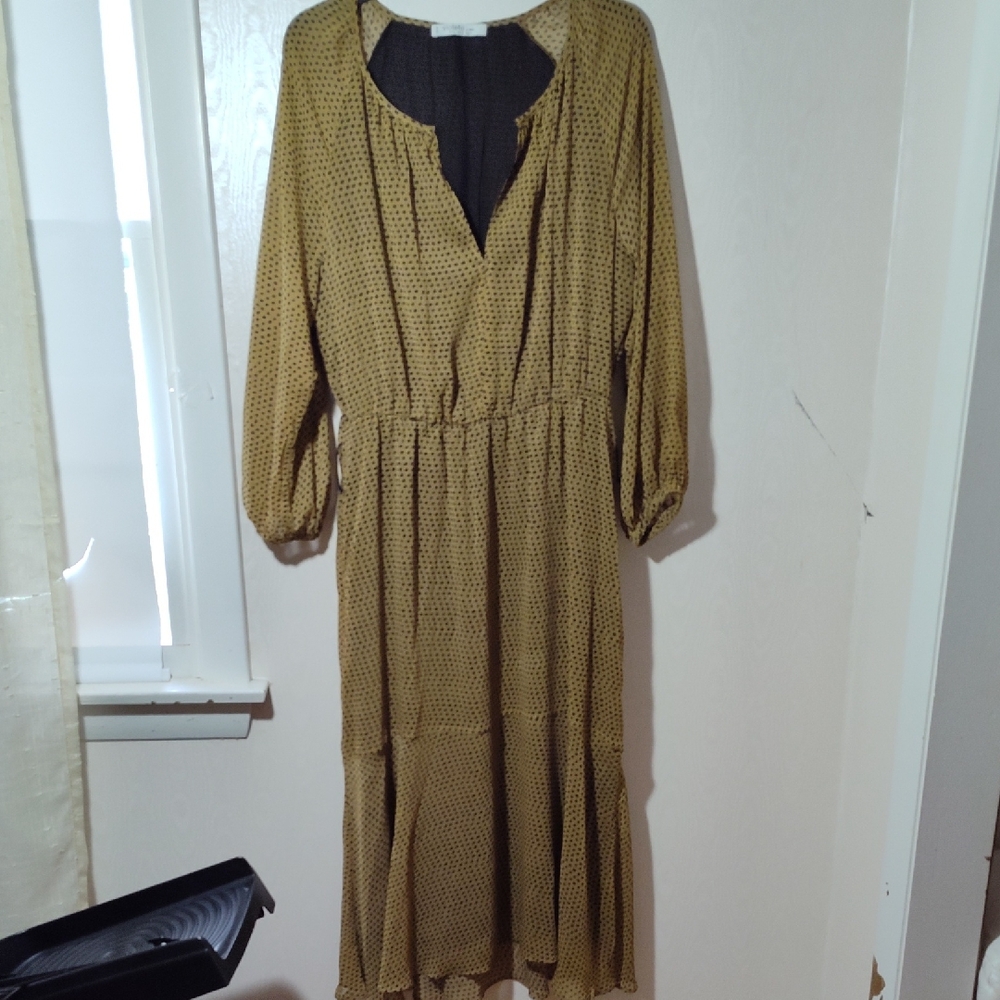 Chic Long Sleeve Mustard Dress